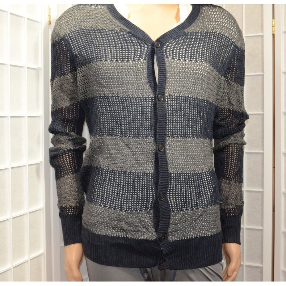 Mens All Saints Anglo Stripe Cardigan